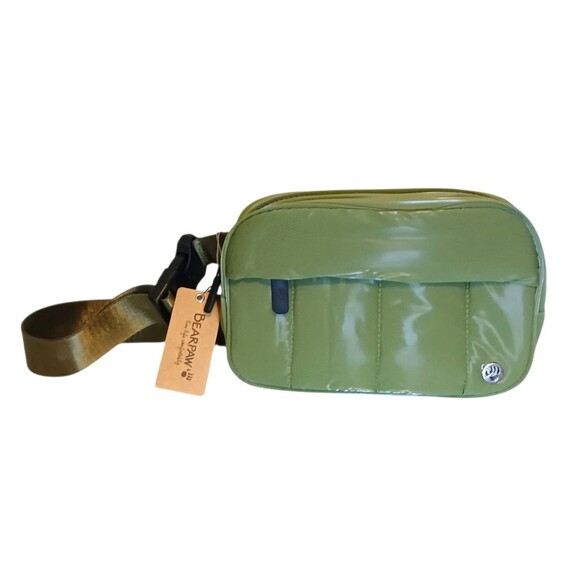 NEW Bearpaw Waist Belt Bag Fanny Pack / Cross Shoulder Olive Green Puffy Bag - Picture 1 of 5